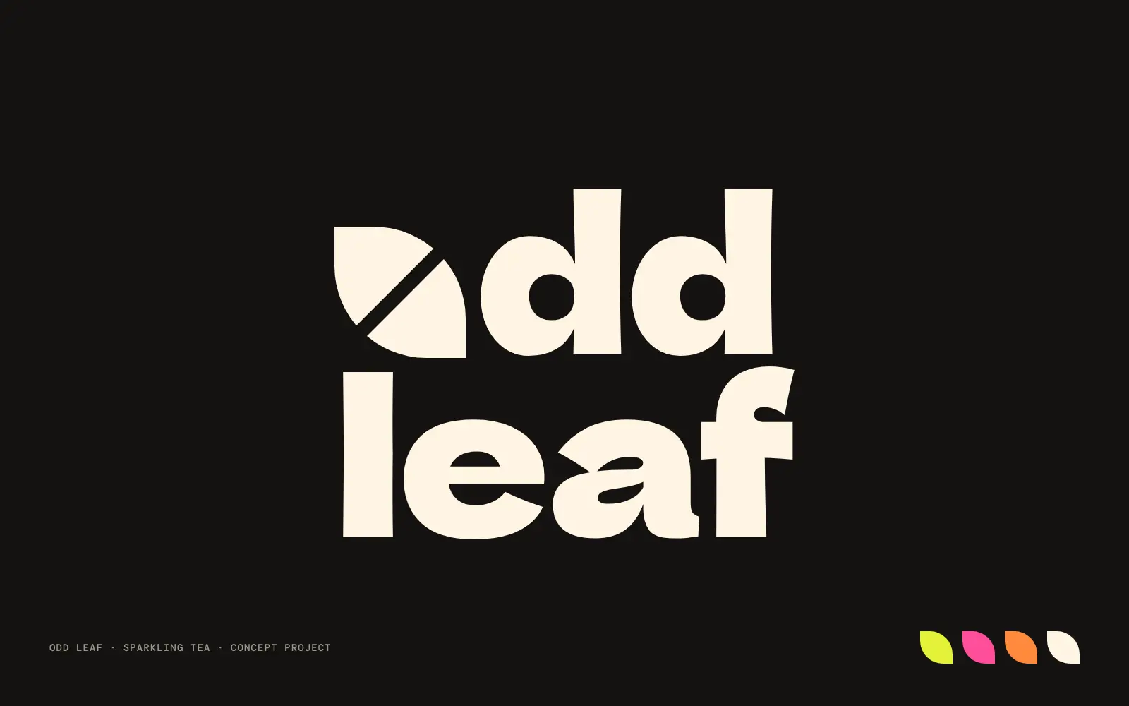 Odd Leaf logo in cream on black with flavor color swatches