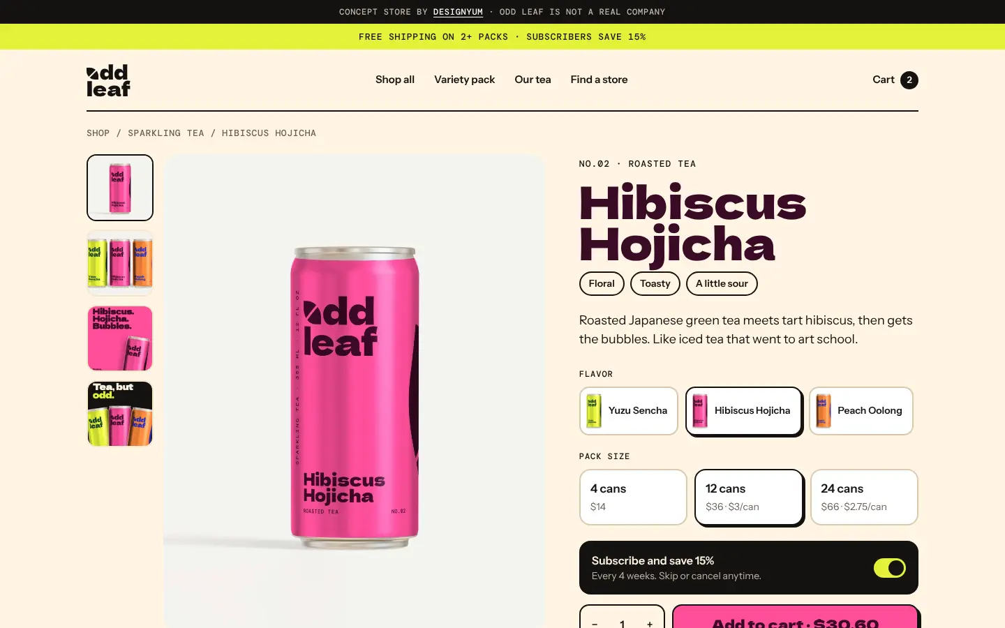 Odd Leaf product page for Hibiscus Hojicha